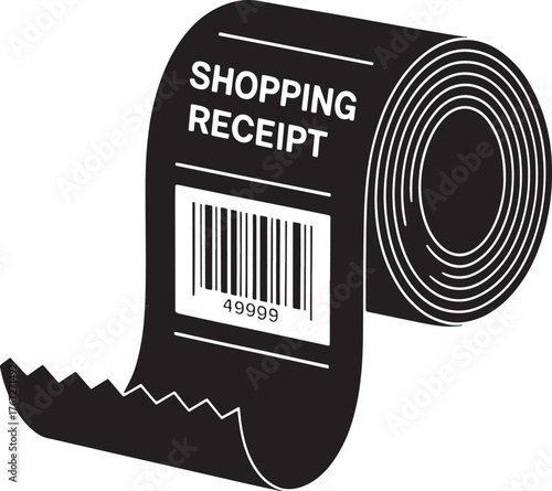 Shopping Bill Receipt Paper Roll Financial Transaction and Commerce Data Vector
