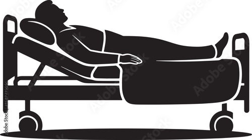 Hospital Bed Silhouette Vector Patient in Bed Vector Illustration Illness Recovery Medical Care