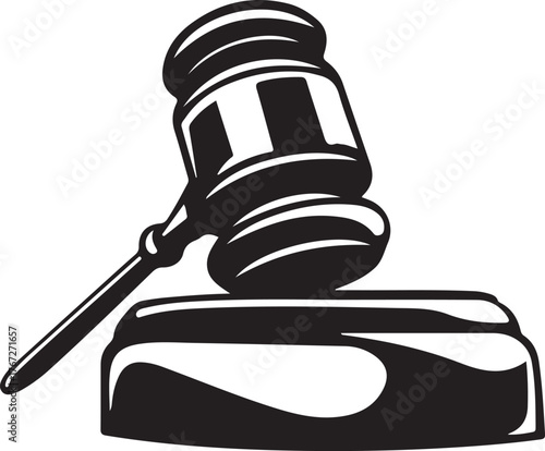 Vector art of gavel resting on sounding block, vector illustration