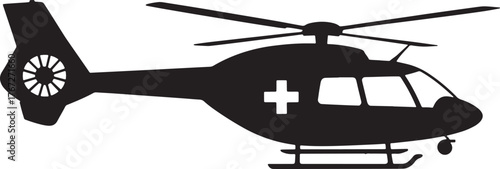 Medical Air Transport Emergency Helicopter Vector Illustration for Hospital, Urgency Care