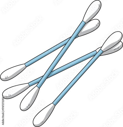 Cotton swabs, hygiene tools, blue stick cotton buds, medical cleaning accessories, ear care, healthcare essentials, cosmetic tools, personal hygiene products, beauty cleaning, sanitation equipment, 