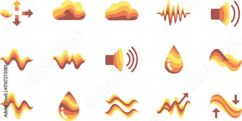 Collection of sound and audio wave icons