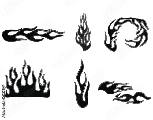Fire icon collection. Fire flame symbol. Bonfire silhouette logotype. Flames symbols set flat style - stock vector.