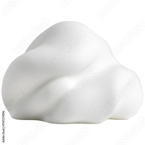 Fluffy white shaving foam mound isolated on a clean presentation surface