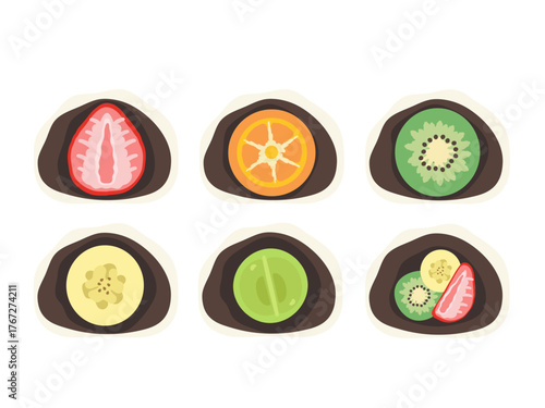 フルーツ大福　イラストセット