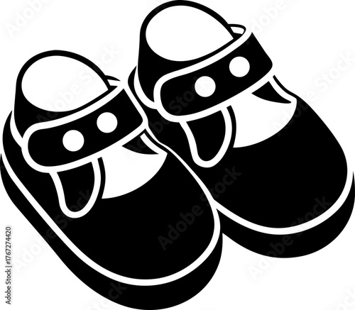 Pair of baby shoes icon cute footwear for infants and toddlers simple vector illustration isolated on white background
