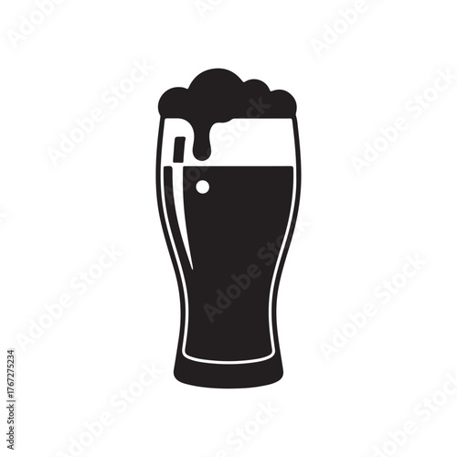 Glass of beer silhouette icon vector flat design on white background
