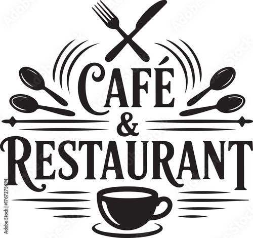 Restaurant and cafe logo vector illustration.

