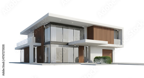 Modern Luxury House with Wood and Glass Facade Isolated modern house contemporary isolated on a transparent background