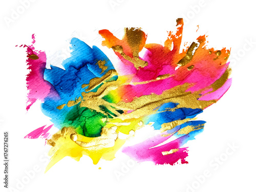 Abstract colorful watercolor splash design texture with paint drops and artistic grunge illustration