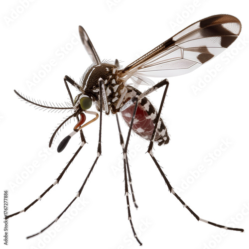 Aedes aegypti mosquito isolated on transparent background