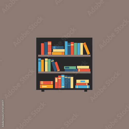 Bookshelf filled with colorful books, a symbol of knowledge and learning.