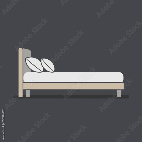 Minimalist illustration of a modern bed with pillows.