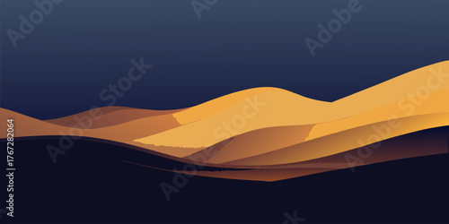 Abstract Desert Dunes at Dusk with Dark Sky landscape
