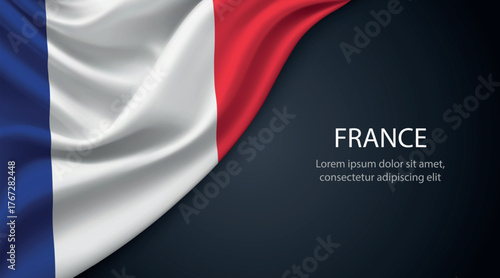 France national flag with smooth fabric texture background