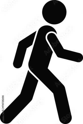 Walking Person Icon | Pedestrian Walk Symbol | Motion Figure | Flat Vector Illustration