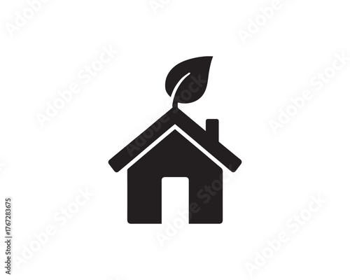 Eco house design silhouette icon vector design illustration.