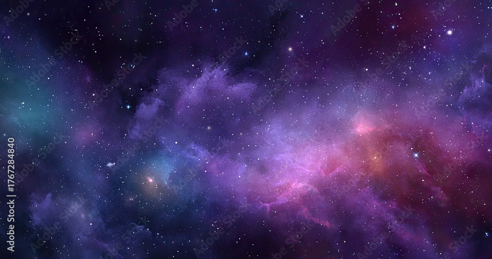 Naklejka premium Cosmic nebulae, vibrant colors, star dust