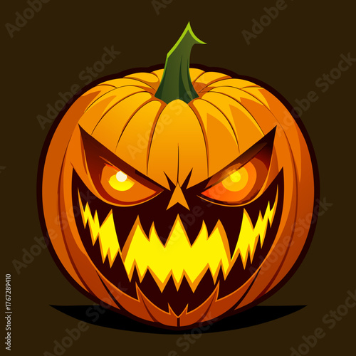 Scary carved halloween pumpkin vector illustration spooky jack o lantern scalable graphic icon silhouette vector illustration white background