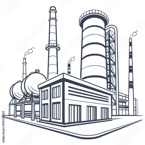 Modern Oil Refinery Flat Icon
