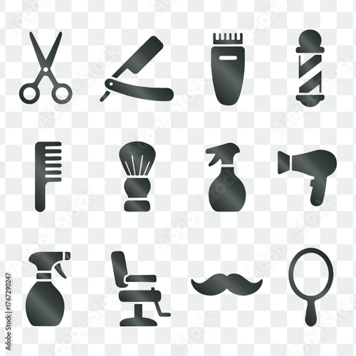 Barbershop Hair Salon Tools And Equipment Vector Icons Collection Set