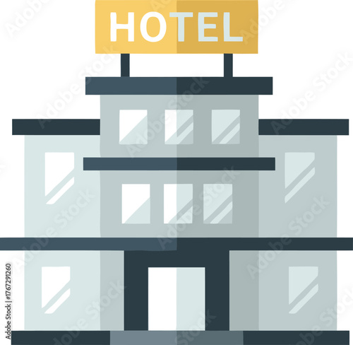 A modern hotel building with a prominent sign indicating its name.