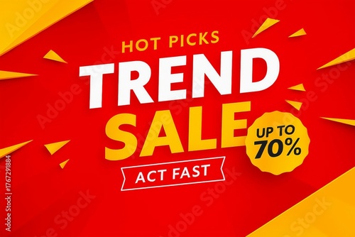 Wallpaper Mural Dynamic red and yellow background with hot picks trend sale text and up to 70 discount offer Torontodigital.ca