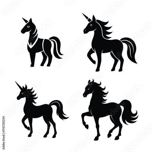 set of horse silhouettes