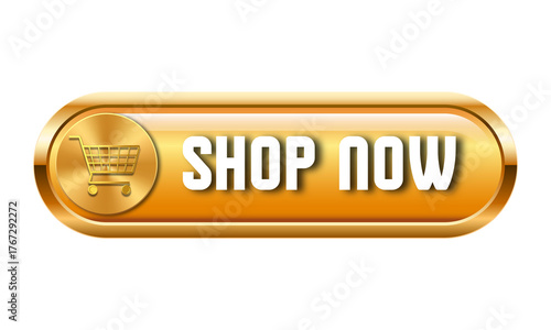 White Red Black Modern Realistic Product Facebook Post - Shop now button - Golden round metallic glossy shop now button with white font