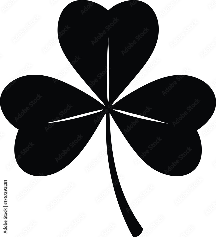 Naklejka premium Black shamrock leaf silhouette isolated on background 1