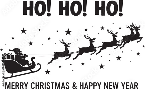 Festive christmas day silhouette design with traditional holiday elements