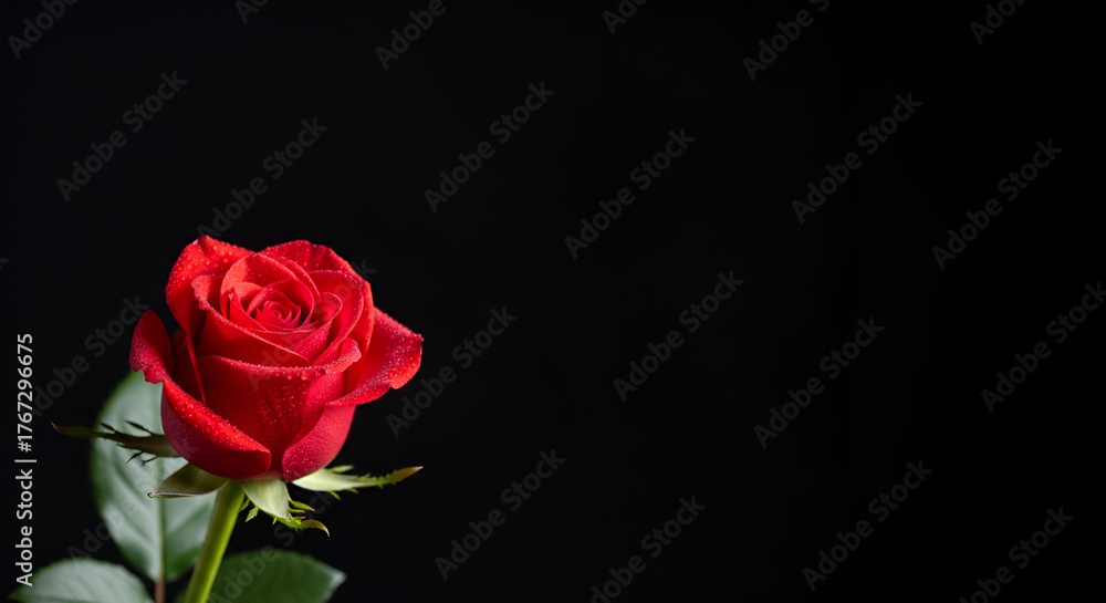 Fototapeta premium red rose on black