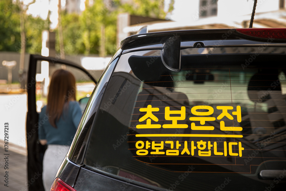 Fototapeta premium Beginner driving and safe driving