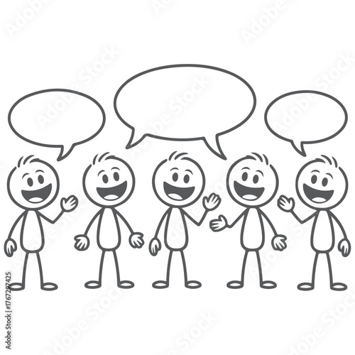 Stick people with speech bubbles 