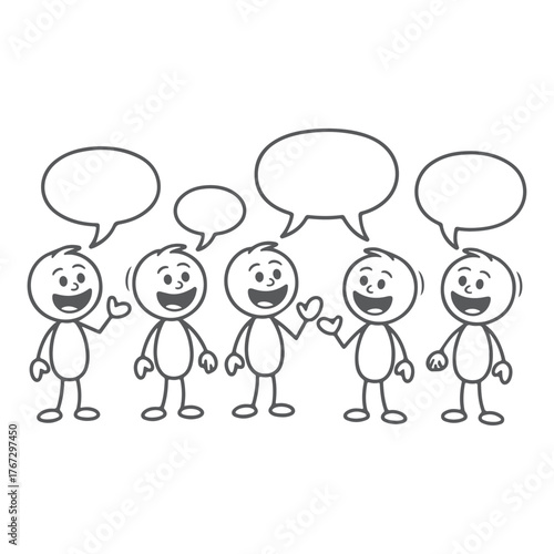 Stick people with speech bubbles 
