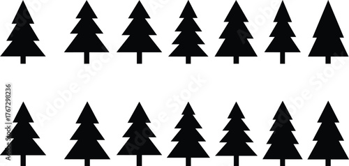  Stylized tree icon pattern, geometric forest design, minimal triangle trees, abstract nature background, modern vector illustration, symmetry and repetition concept