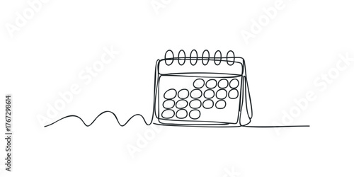 Minimalist calendar page with wire binding on white