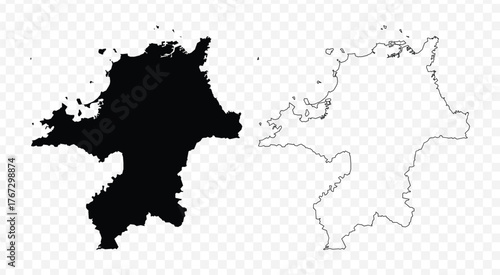 Scribble sketch style vector illustration of the Fukuoka Prefecture map, an administrative division of Japan