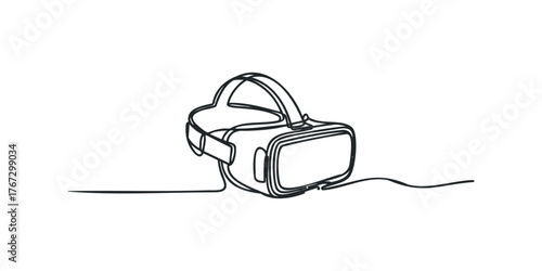 Virtual reality headset outline on a white background
