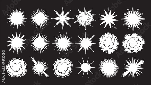 Vector art of collection of comic book explosion effects