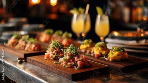 Cultural food party celebrating happiness in a vibrant restaurant environment captured from an inviting viewpoint