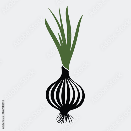 Black silhouette onion vector illustration scalable eps icon for food graphics and culinary design silhouette vector illustration white background