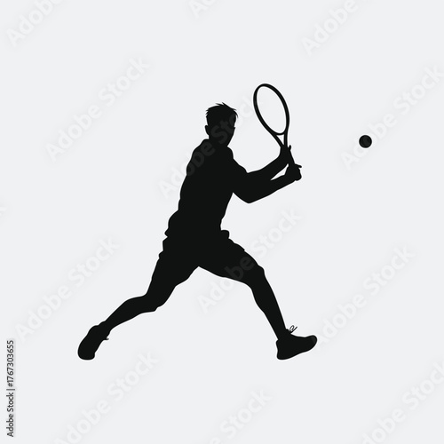 Dynamic silhouette tennis player action shot vector illustration for sports graphics scalable eps for all your design needs silhouette