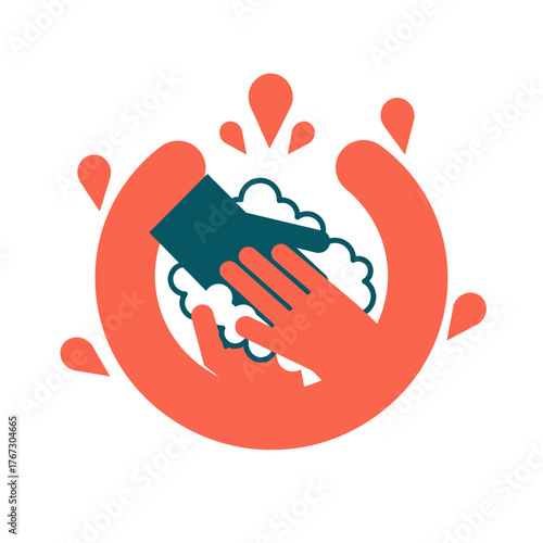 A vibrant graphic illustration depicting the essential act of washing hands thoroughly with soap and water to ensure proper hygiene and prevent disease.