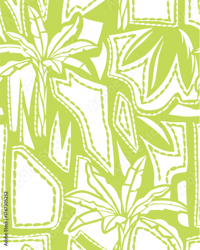 Vector hand drawn seamless pattern graphics with silhouette summer and vacation illustrations, tropical illustrations, frames and borders, fabric and textile design, beach and surf theme