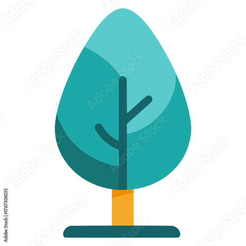 cypress tree nature plant flat color vector illustration template design