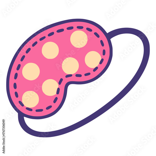 Cute sleeping mask with polka dot pattern flat color vector illustration template design