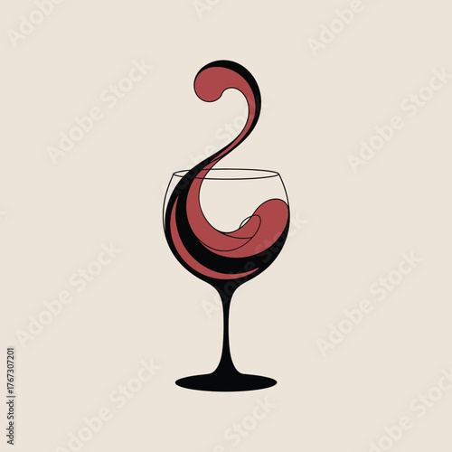Artistic Wine Glass with Red and Orange Swirl abstract 0037