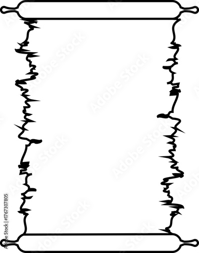 Old letter scroll vintage parchment ancient manuscript old paper sheet antique document scrolls, line style retro writing paper illustration design