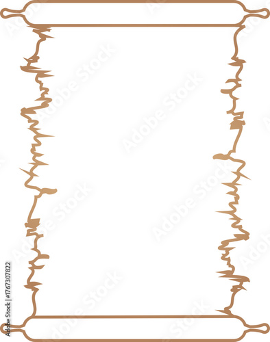 Old letter scroll vintage parchment ancient manuscript old paper sheet antique document scrolls, line style retro writing paper illustration design